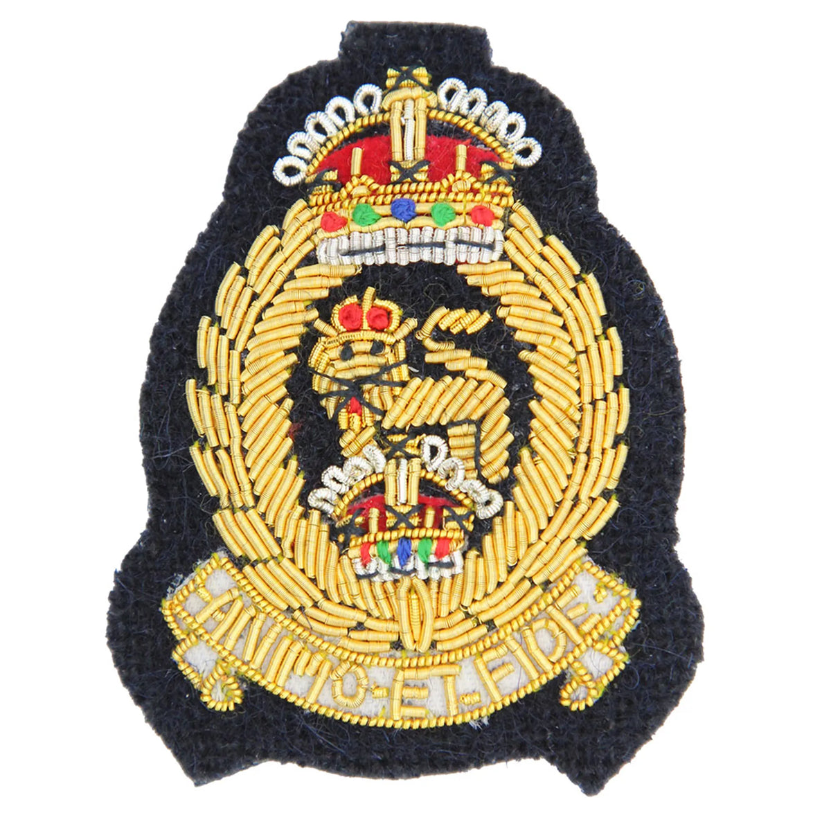 AGC Kings Crown Cloth Cap Badge Navy Blue Backing