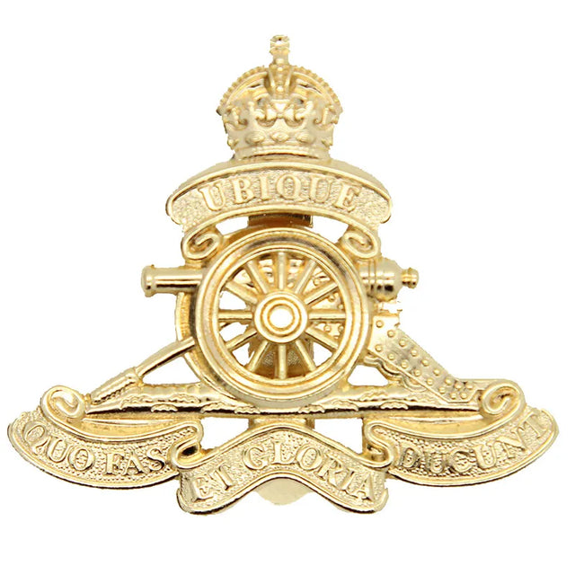 Royal Artillery Kings Crown OR's Brass Cap Badge High Quality Private Purchase