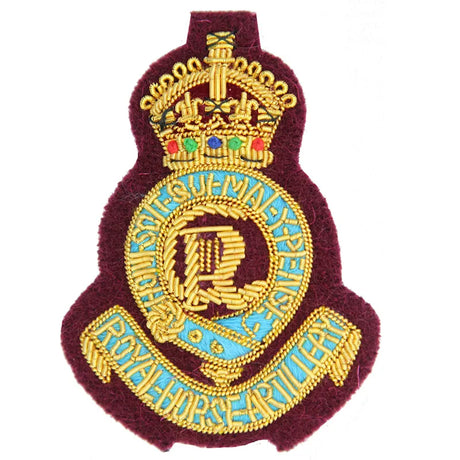 7 RHA Kings Crown Officers Cloth Cap Badge Maroon