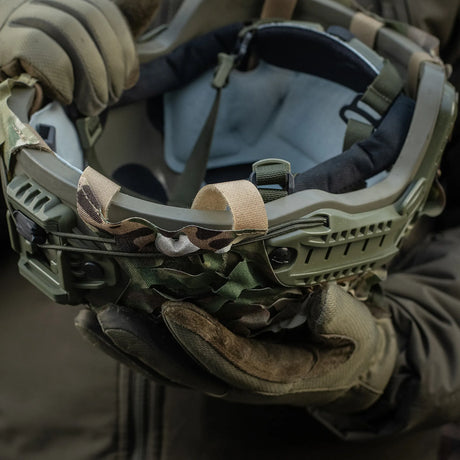 M-Tac Vilha Laser Cut FAST Helmet Cover Multicam, <span>designed specifically for all types of FAST helmets. This model is designed for camouflage on rugged terrain and protects from external contaminents .</span>