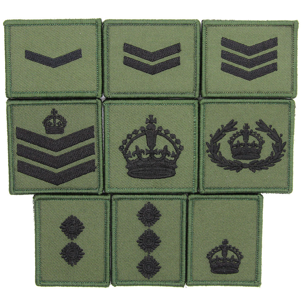 OD Black Mini Hook and Loop Backed Rank Patch