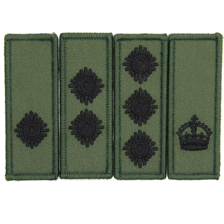 Olive Green Black Hook and Loop Officers Rank Patch