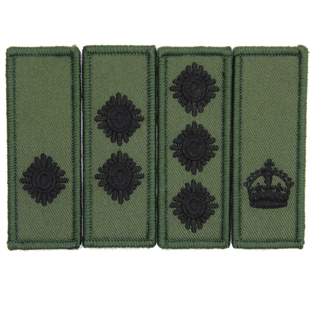 Olive Green Black Hook and Loop Officers Rank Patch