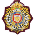 RLC Kings Crown Officers Cloth Maroon Cap Badge
