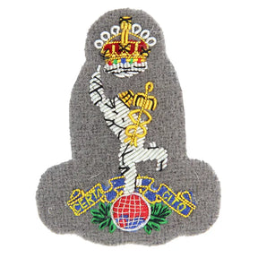 Royal Signals Ranger Grey Officers Kings Crown Cloth Cap Badge