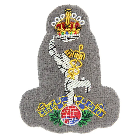 Royal Signals Ranger Grey Officers Kings Crown Cloth Cap Badge