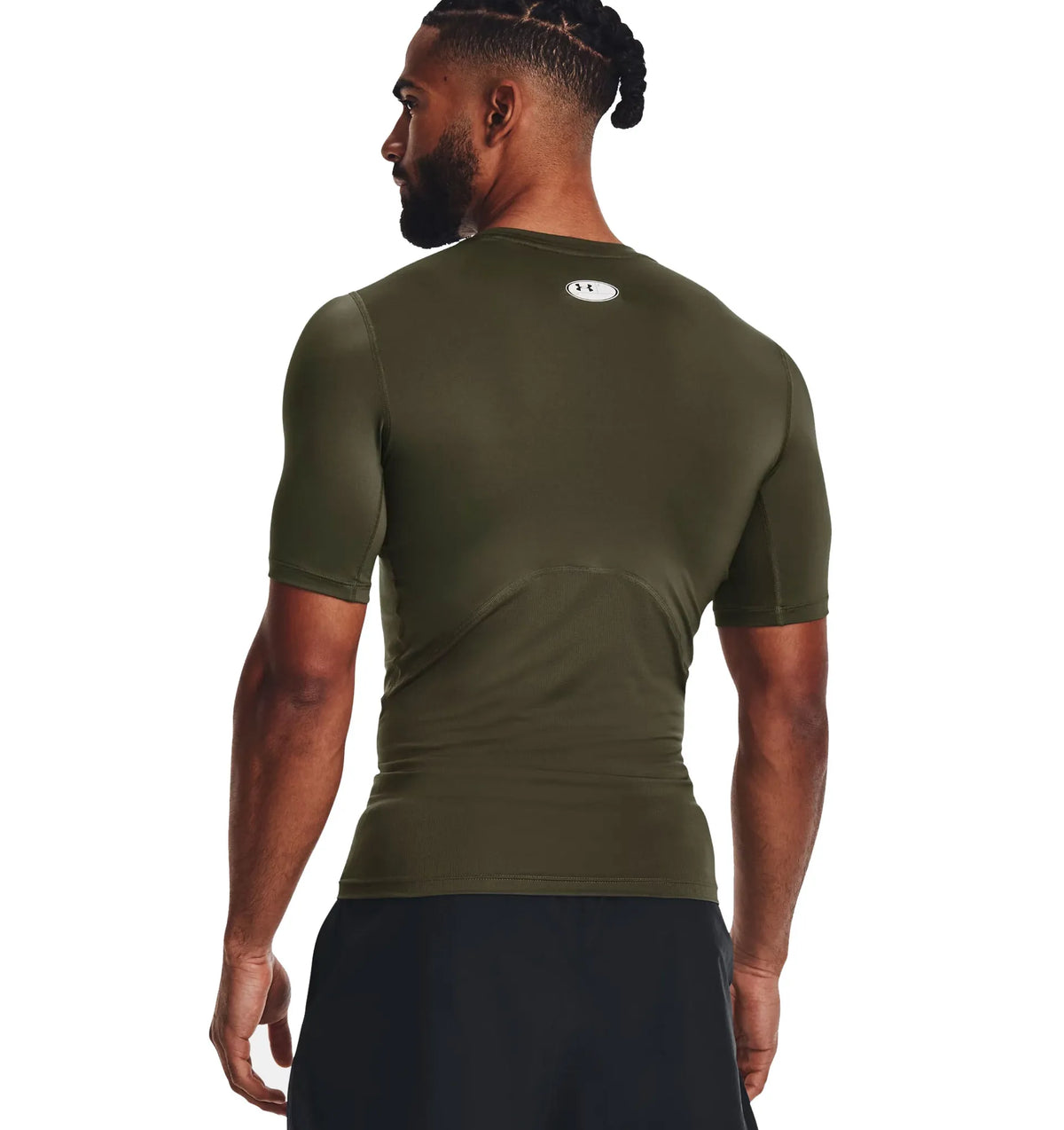 UA HeatGear Short Sleeve Compression Shirt Marine Green White