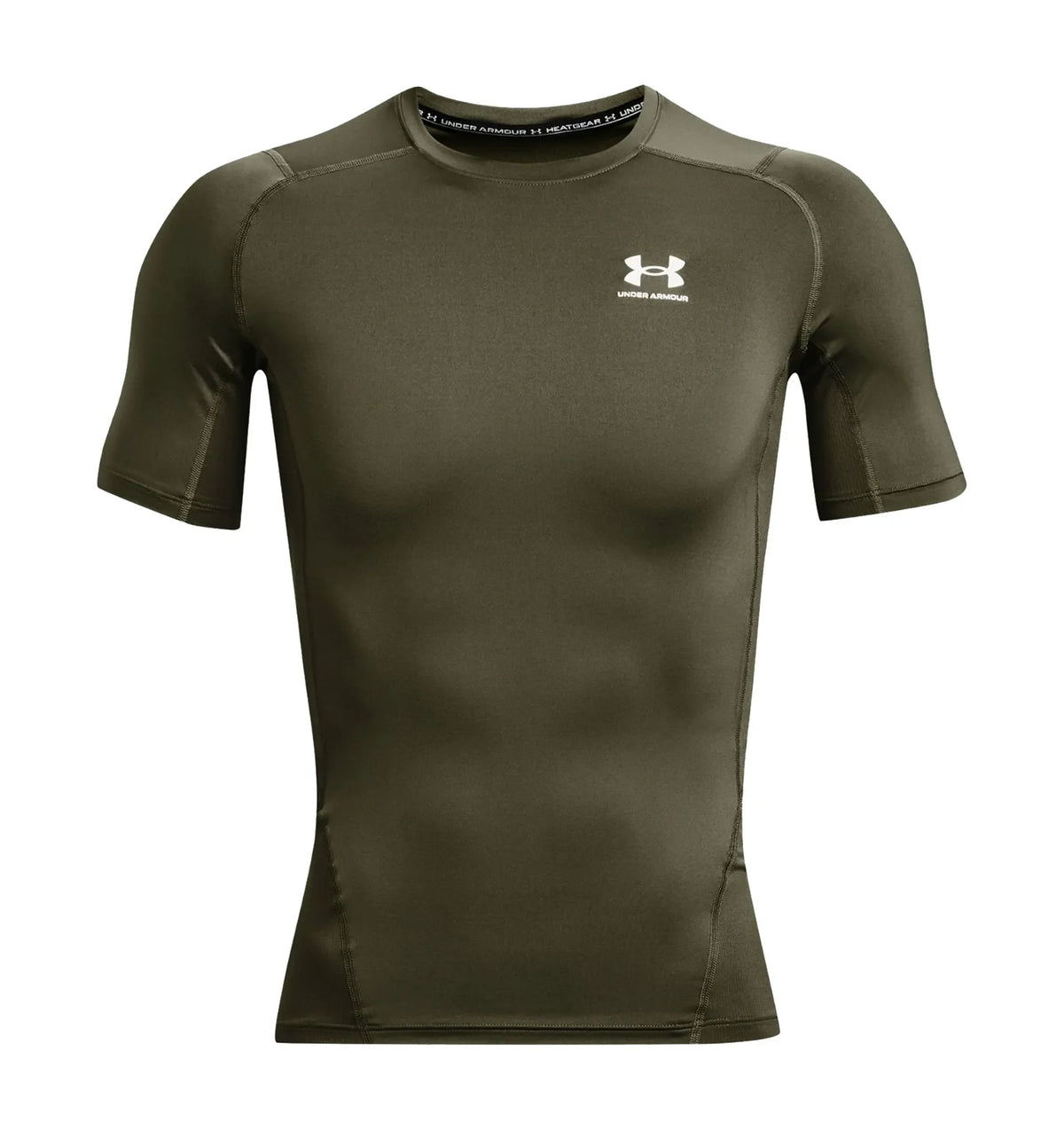 UA HeatGear Short Sleeve Compression Shirt Marine Green White