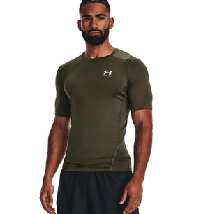 UA HeatGear Short Sleeve Compression Shirt Marine Green White